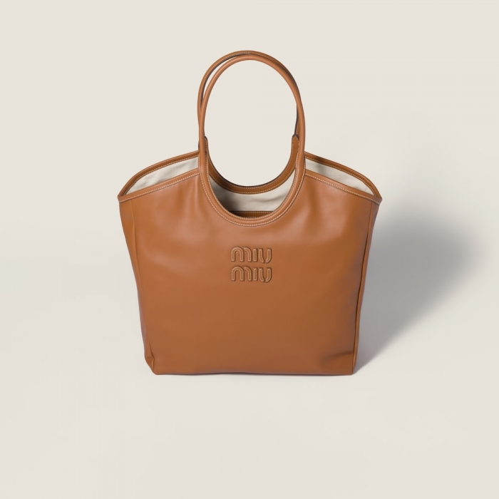 Miu Miu Ivy leather bag Cognac