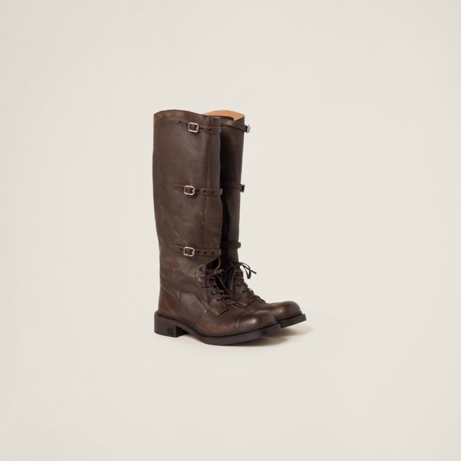Miu Miu Leather boots Cocoa Brown