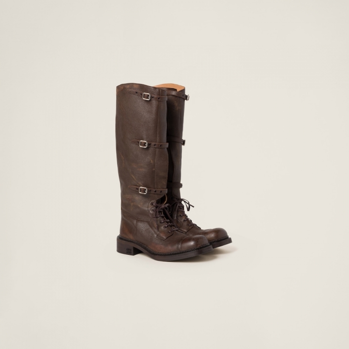 Miu Miu Leather boots Cocoa Brown