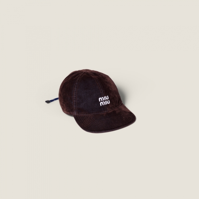 Miu Miu Velvet baseball cap - Brown/Baltic Blue