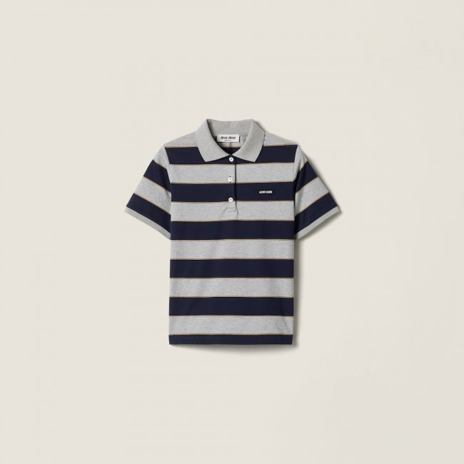 Miu Miu Striped jersey polo shirt Blue / Grey