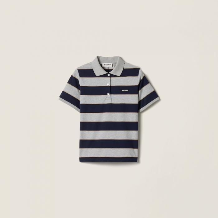 Miu Miu Striped jersey polo shirt Blue / Grey