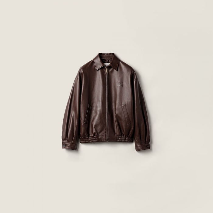 Miu Miu Nappa leather blouson jacket Sienna