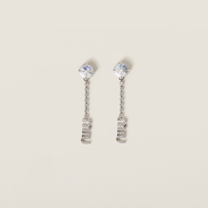 Miu Miu Metal earrings with crystals Steel / Crystal