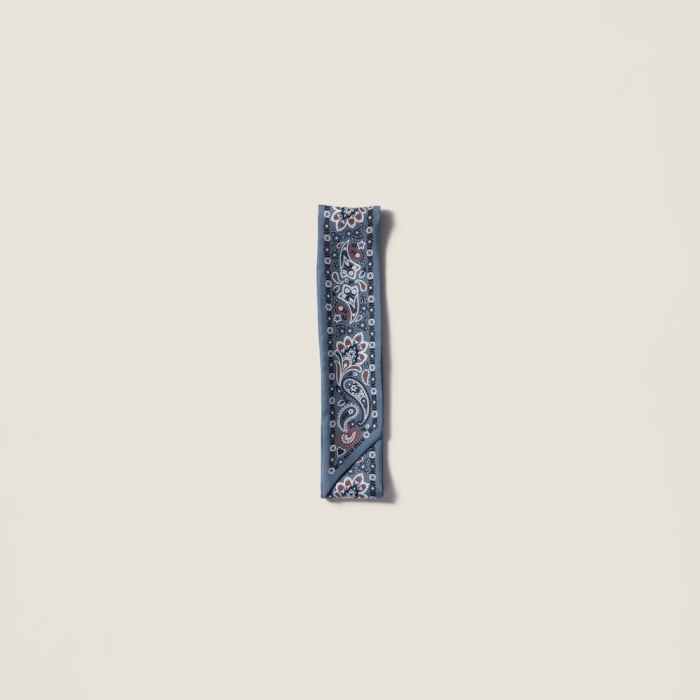 Miu Miu Printed silk skinny scarf - Aviator Blue