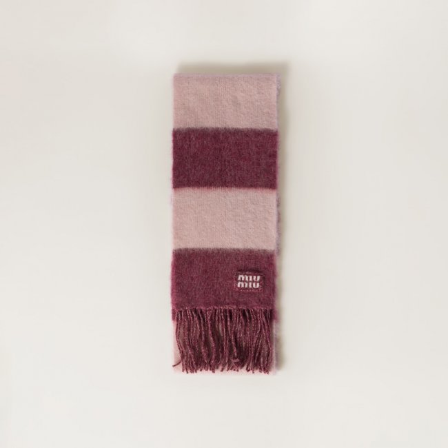 Miu Miu Wool scarf with fringes - Amaranth/Peach