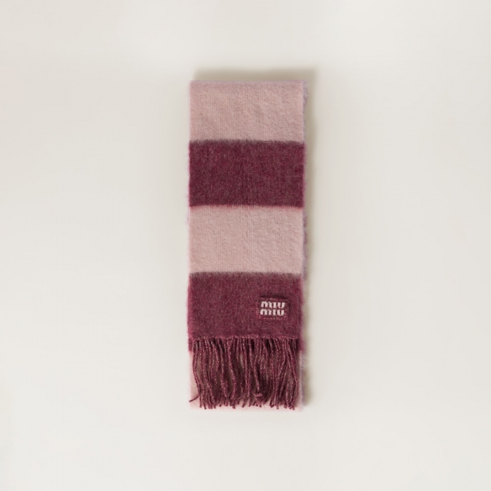 Miu Miu Wool scarf with fringes - Amaranth/Peach