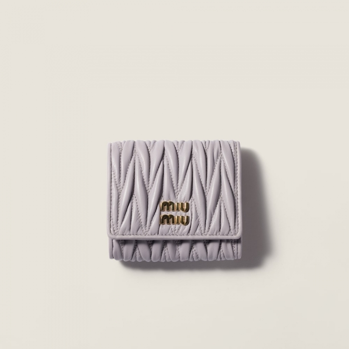 Miu Miu Small matelassé nappa leather wallet Wisteria