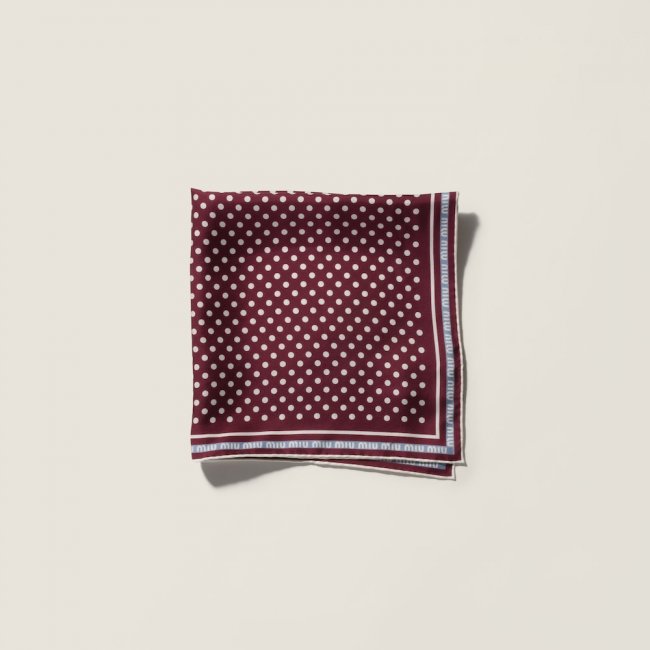 Miu Miu Printed twill scarf - Amaranth Red/Cornflower