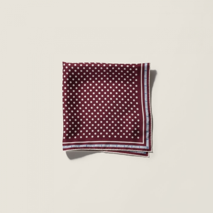 Miu Miu Printed twill scarf - Amaranth Red/Cornflower