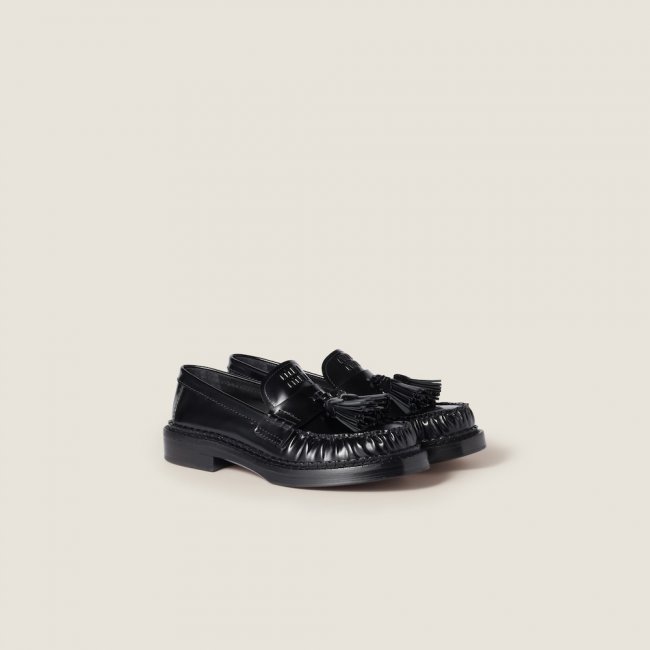 Miu Miu Tassel loafers in polished leather Black