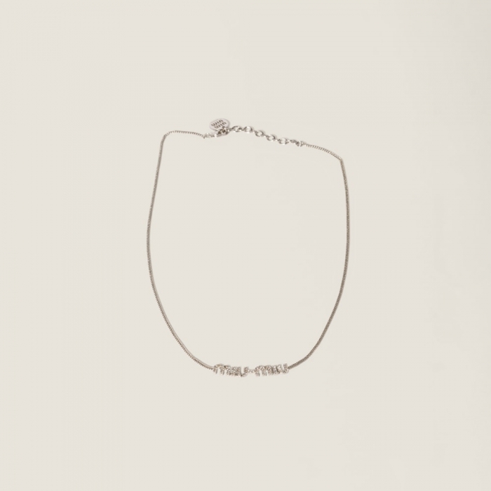 Miu Miu Metal necklace with crystals Steel / Crystal