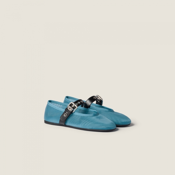 Miu Miu Mesh fabric ballerinas Anise
