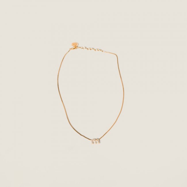 Miu Miu Metal necklace with crystals Gold / Crystal