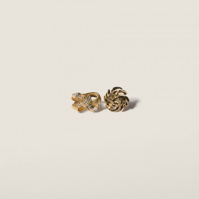 Miu Miu Metal earrings with crystals Vintage Gold / Crystal