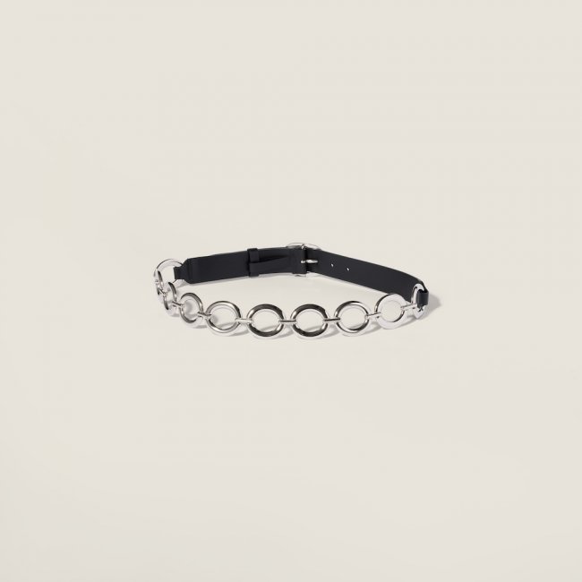 Miu Miu Leather and metal belt - Black