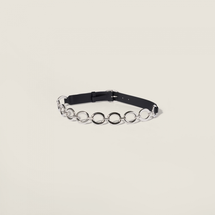 Miu Miu Leather and metal belt - Black