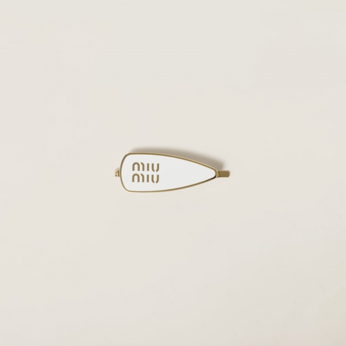 Miu Miu Enameled metal hair clip - White