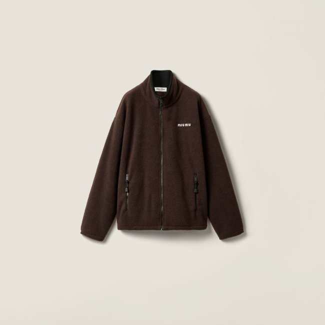 Miu Miu Fleece zipper jacket Ebony