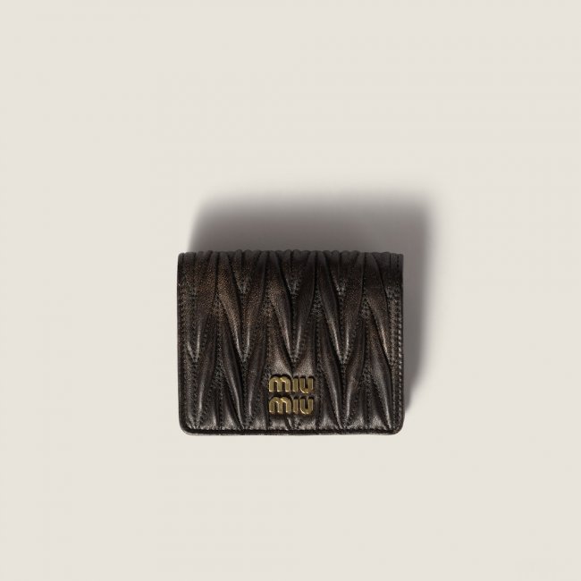 Miu Miu Small matelassé nappa leather wallet Coffee