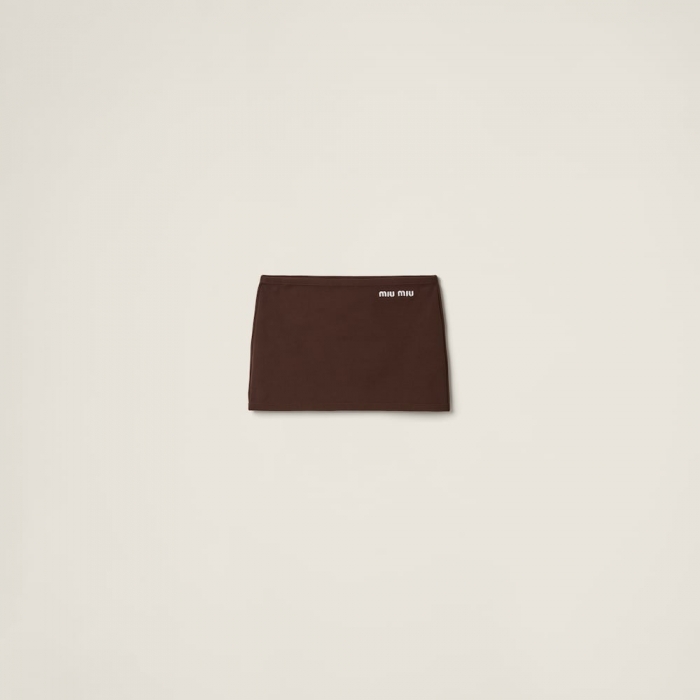 Miu Miu Technical yarn miniskirt Cocoa Brown