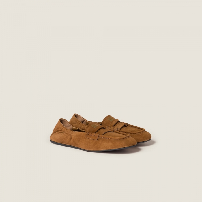 Miu Miu Ruches suede loafers Oak