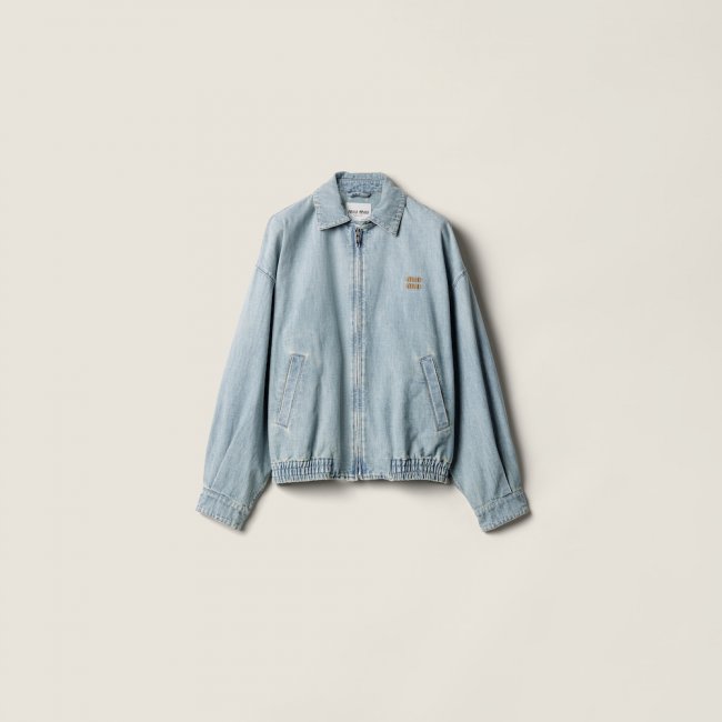 Miu Miu Chambray blouson jacket Light Blue