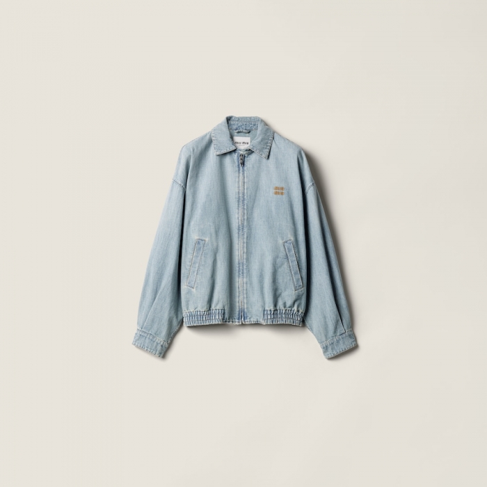 Miu Miu Chambray blouson jacket Light Blue
