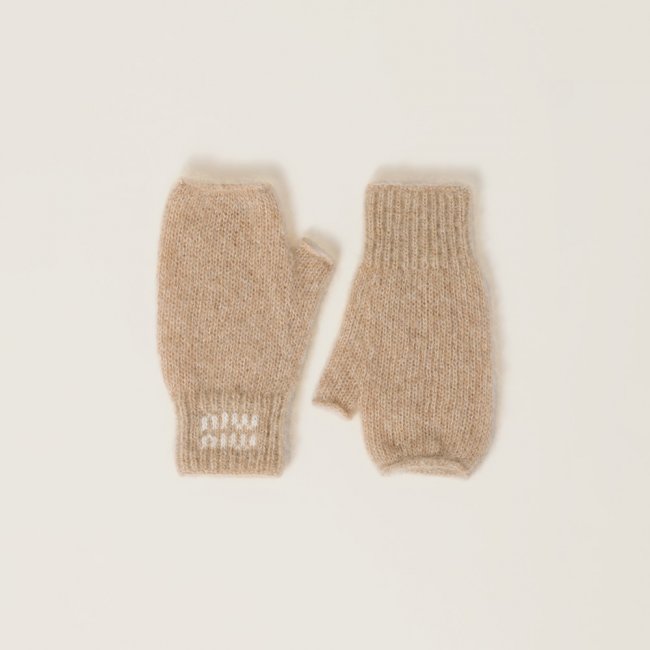 Miu Miu Wool and mohair gloves - Natural