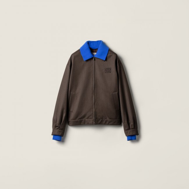 Miu Miu Cover fabric blouson jacket Cocoa Brown