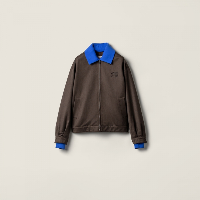 Miu Miu Cover fabric blouson jacket Cocoa Brown