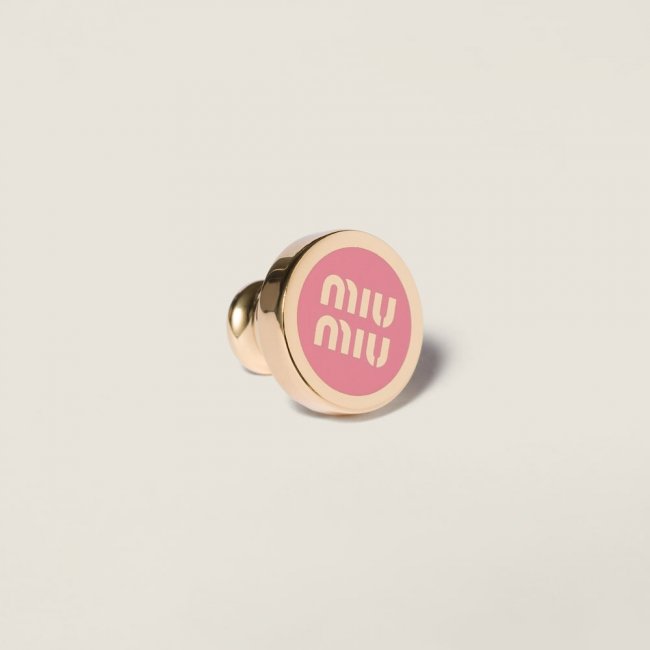 Miu Miu Enameled metal logo brooch - Pink