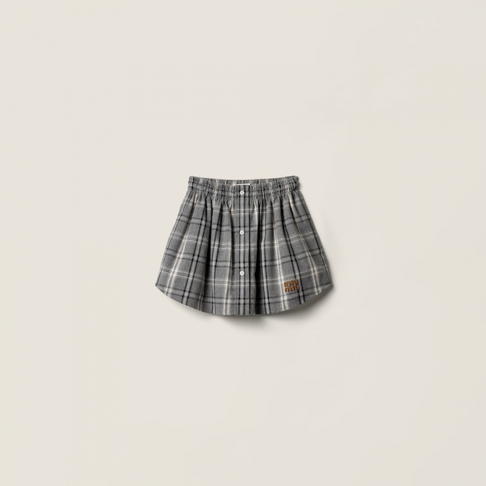 Miu Miu Checked flannel miniskirt Slate Gray