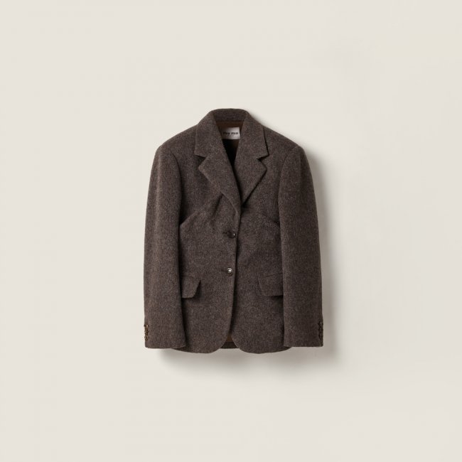 Miu Miu Single-breasted light Shetland wool jacket Ebony