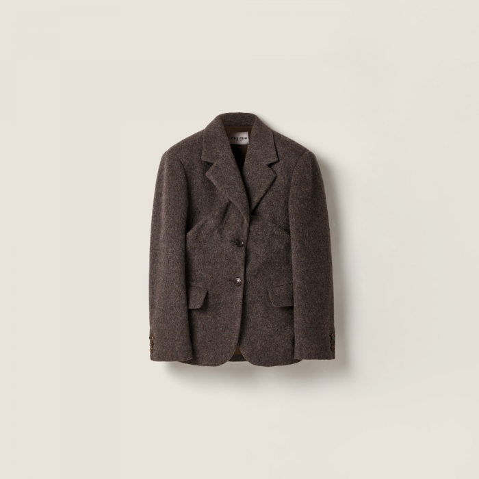 Miu Miu Single-breasted light Shetland wool jacket Ebony