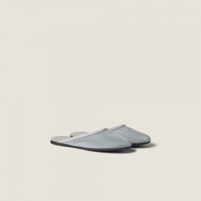 Miu Miu Mesh fabric slippers Aluminum