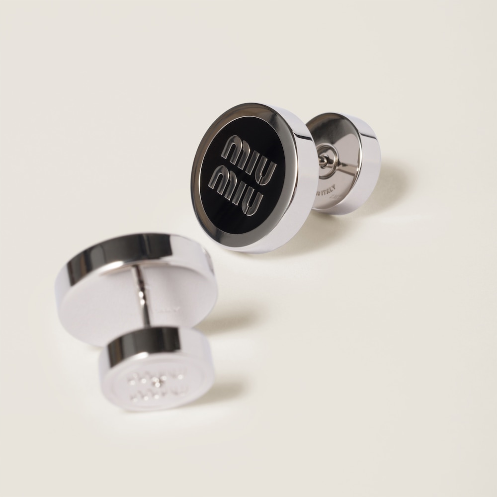 Miu Miu Enameled metal earrings Black