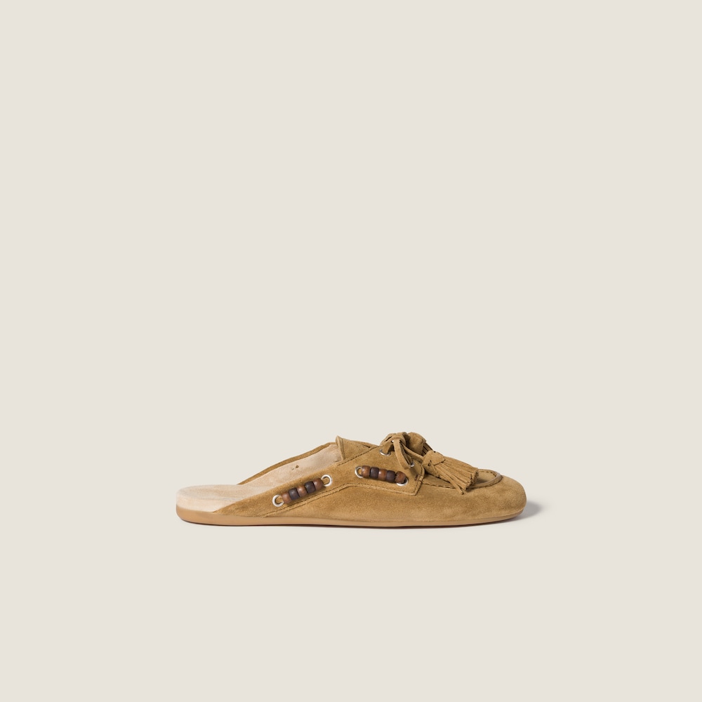 Miu Miu Suede leather mules Olive Green