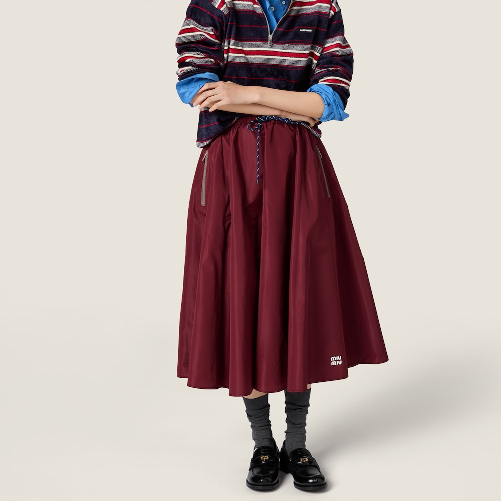 Miu Miu Technical fabric skirt Amaranth Red / Maize Yellow