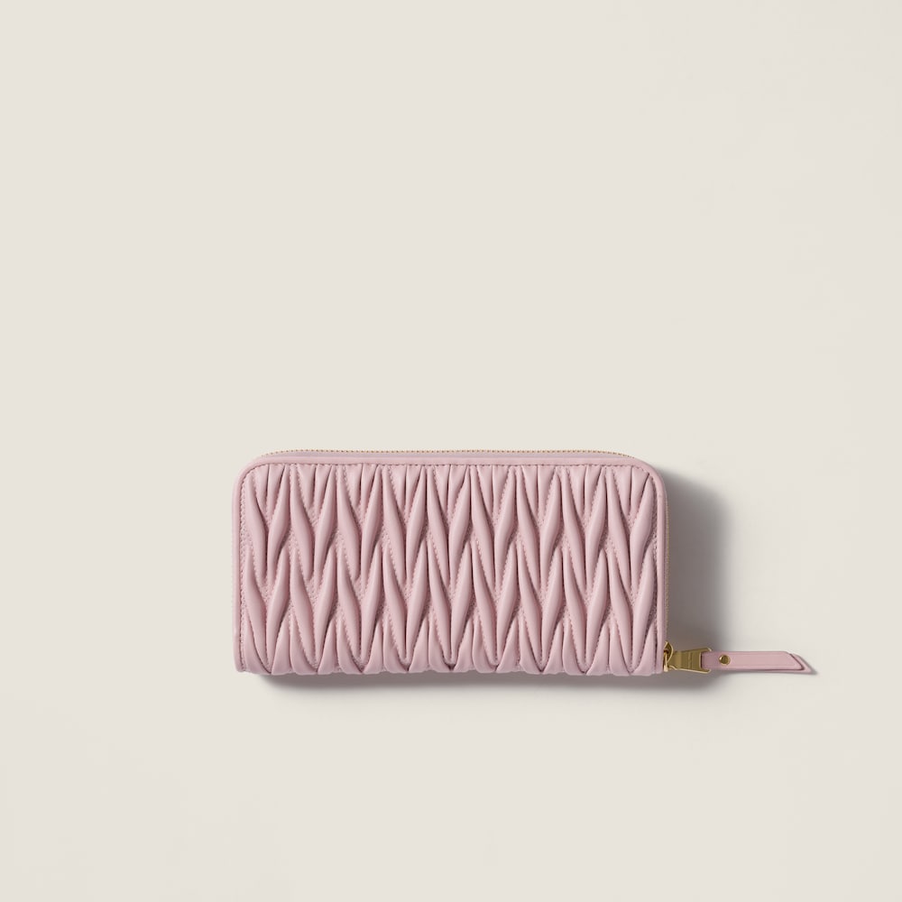 Miu Miu Large matelassé nappa leather wallet Alabaster Pink