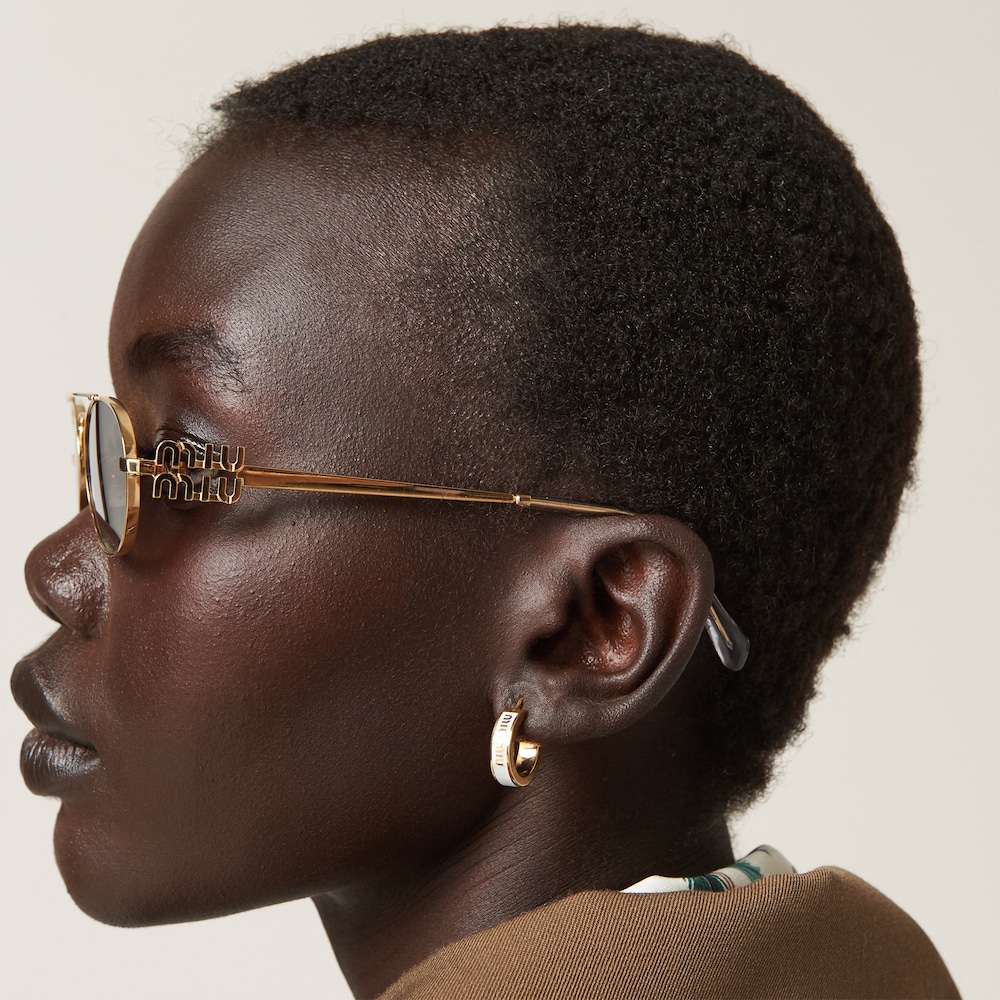 Miu Miu Enameled metal earrings White