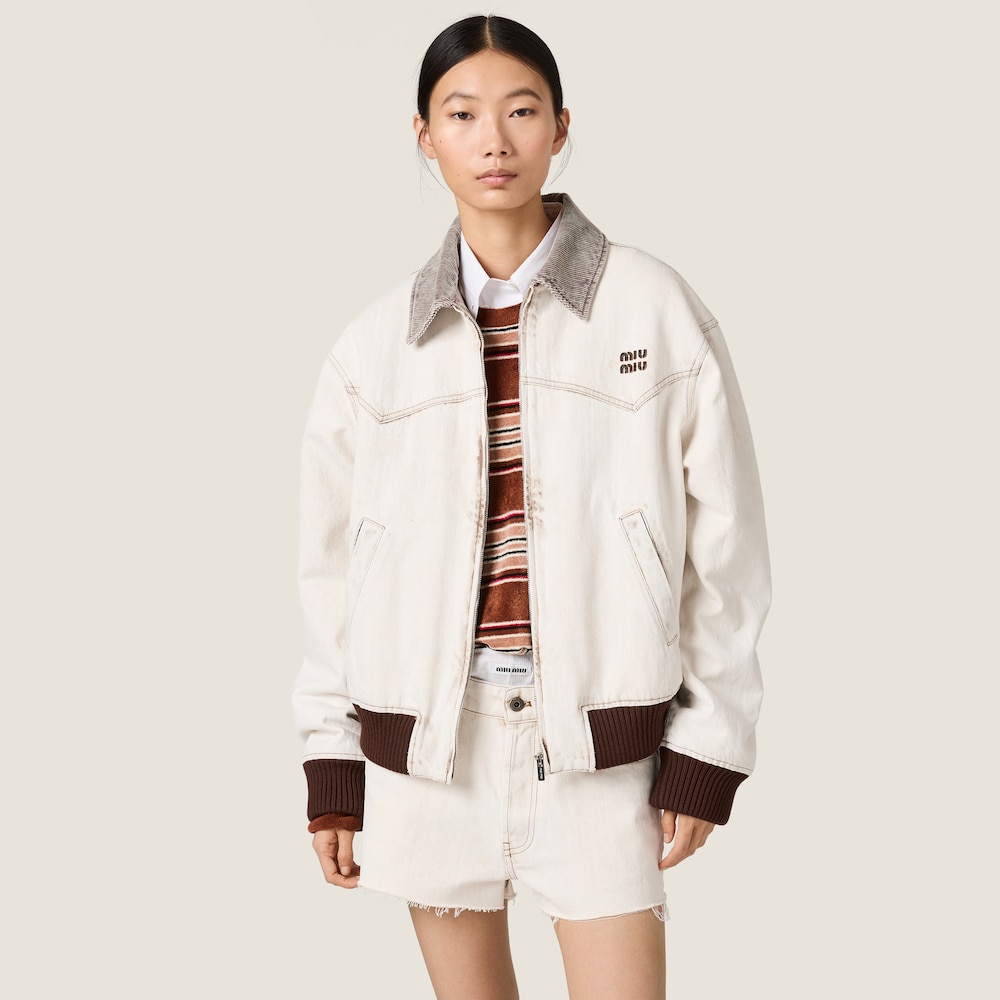 Miu Miu Denim blouson jacket White