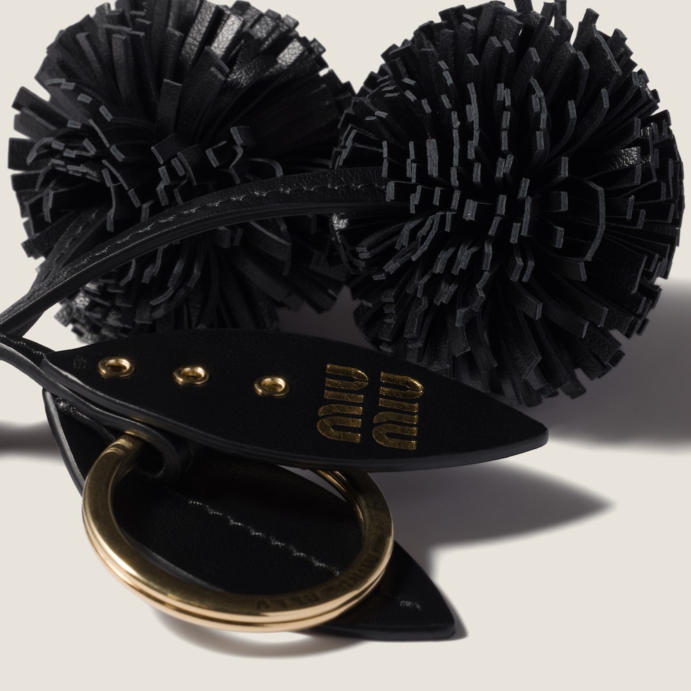 Miu Miu Leather key ring trick - Black