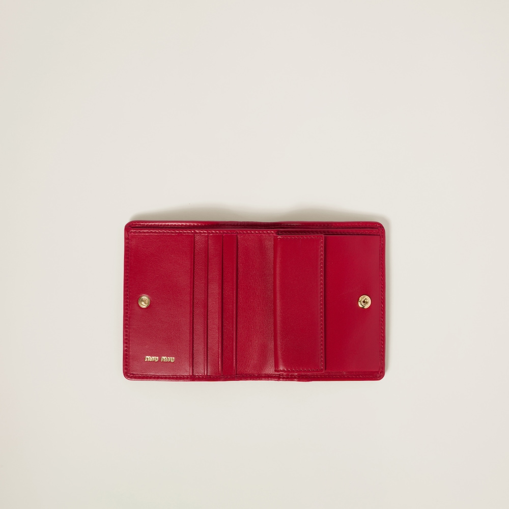 Miu Miu Small matelassé nappa leather wallet Red