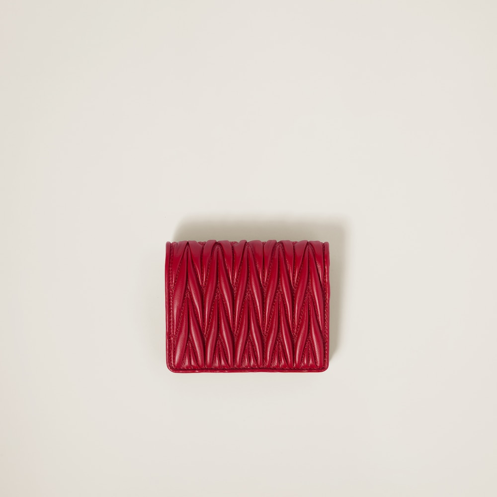 Miu Miu Small matelassé nappa leather wallet Red