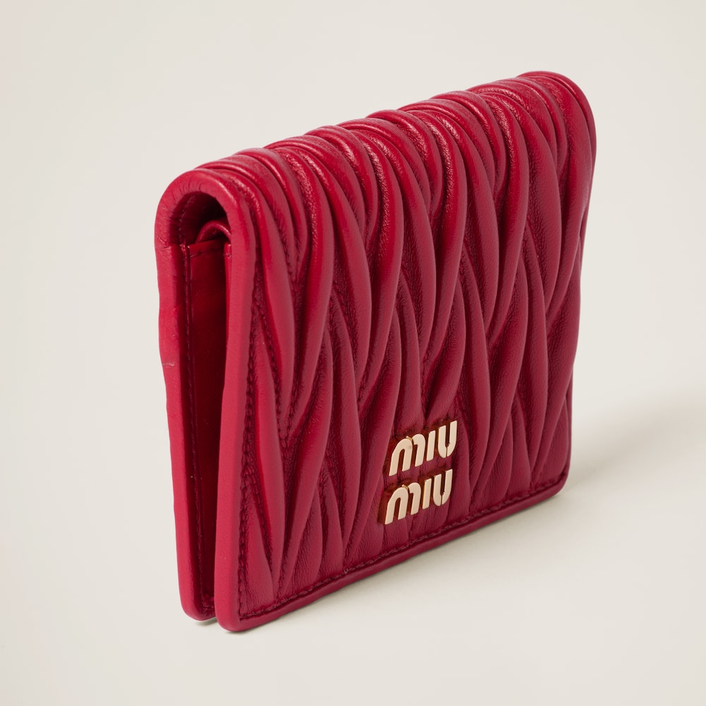 Miu Miu Small matelassé nappa leather wallet Red