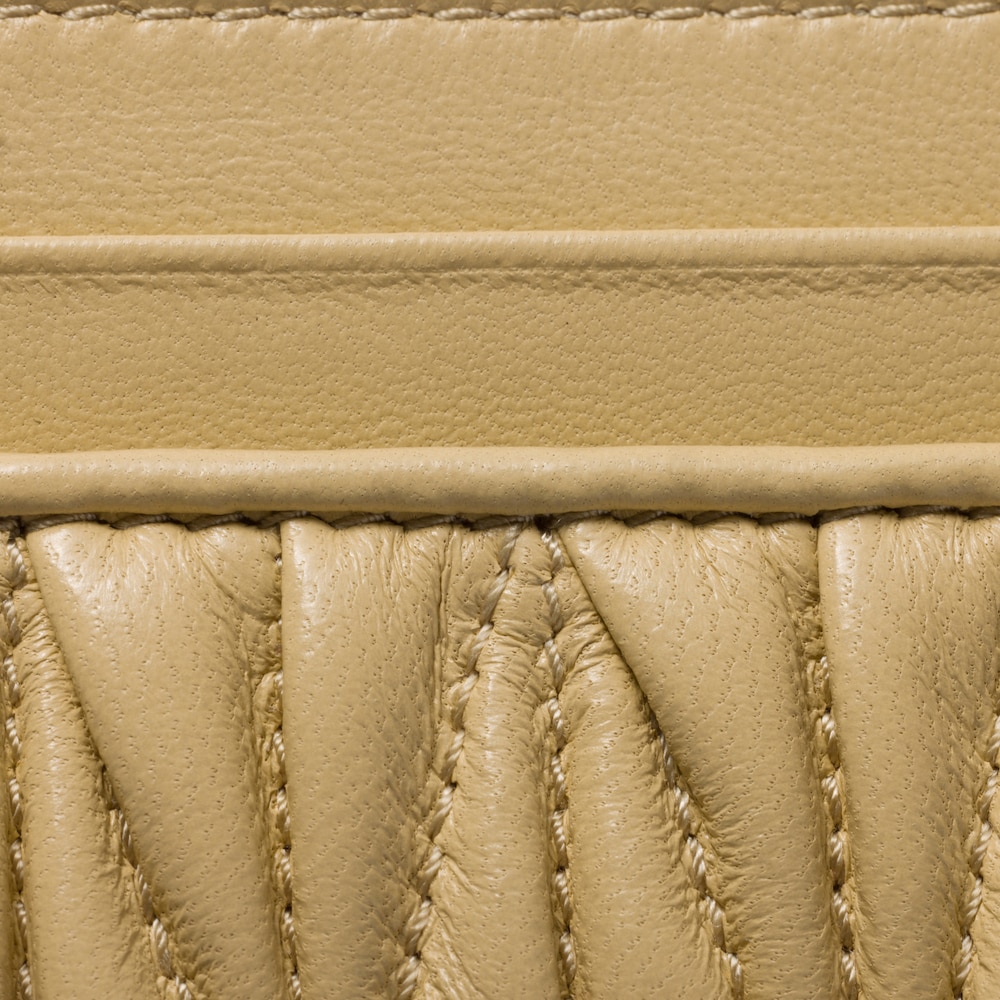 Miu Miu Matelassé nappa leather card holder Soy Green