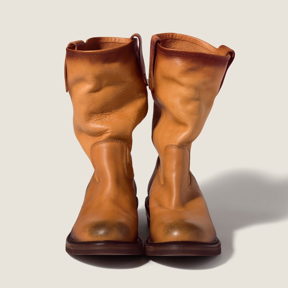 Miu Miu Calf leather booties Light Tan