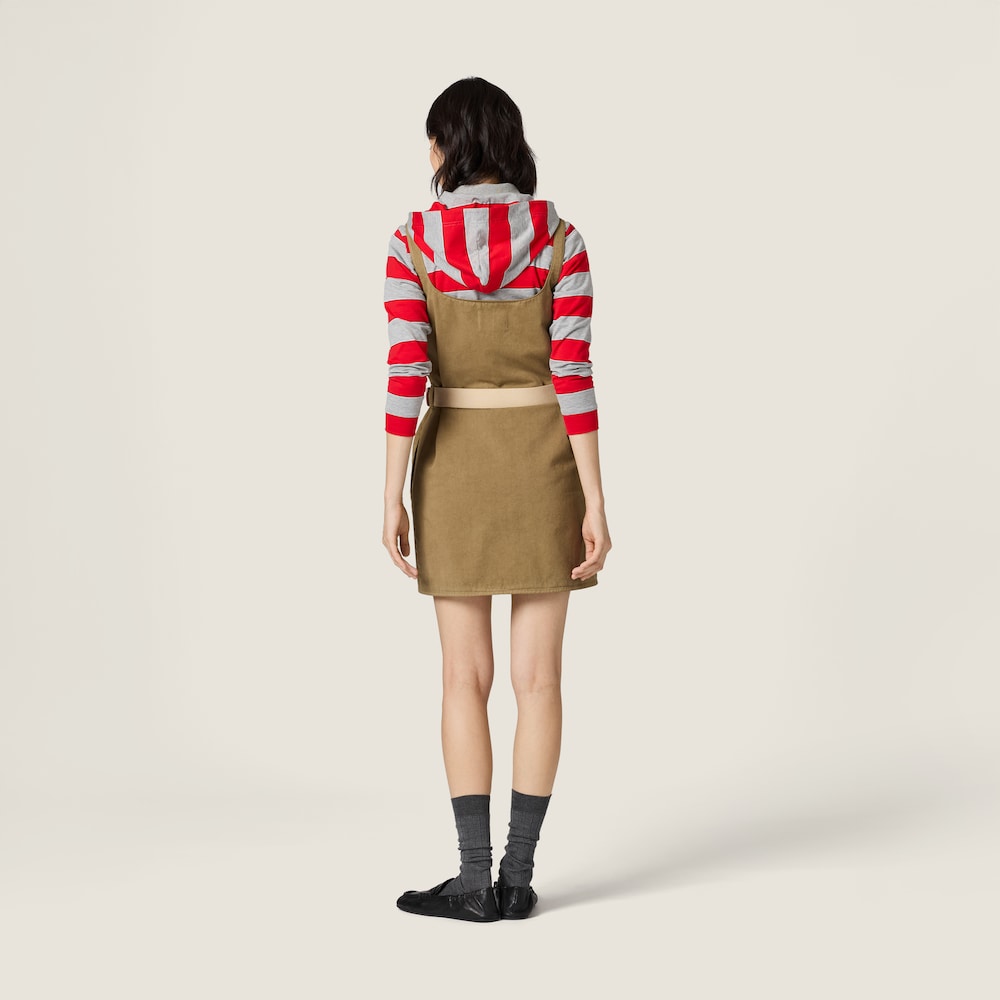 Miu Miu Old gabardine mini-dress Khaki