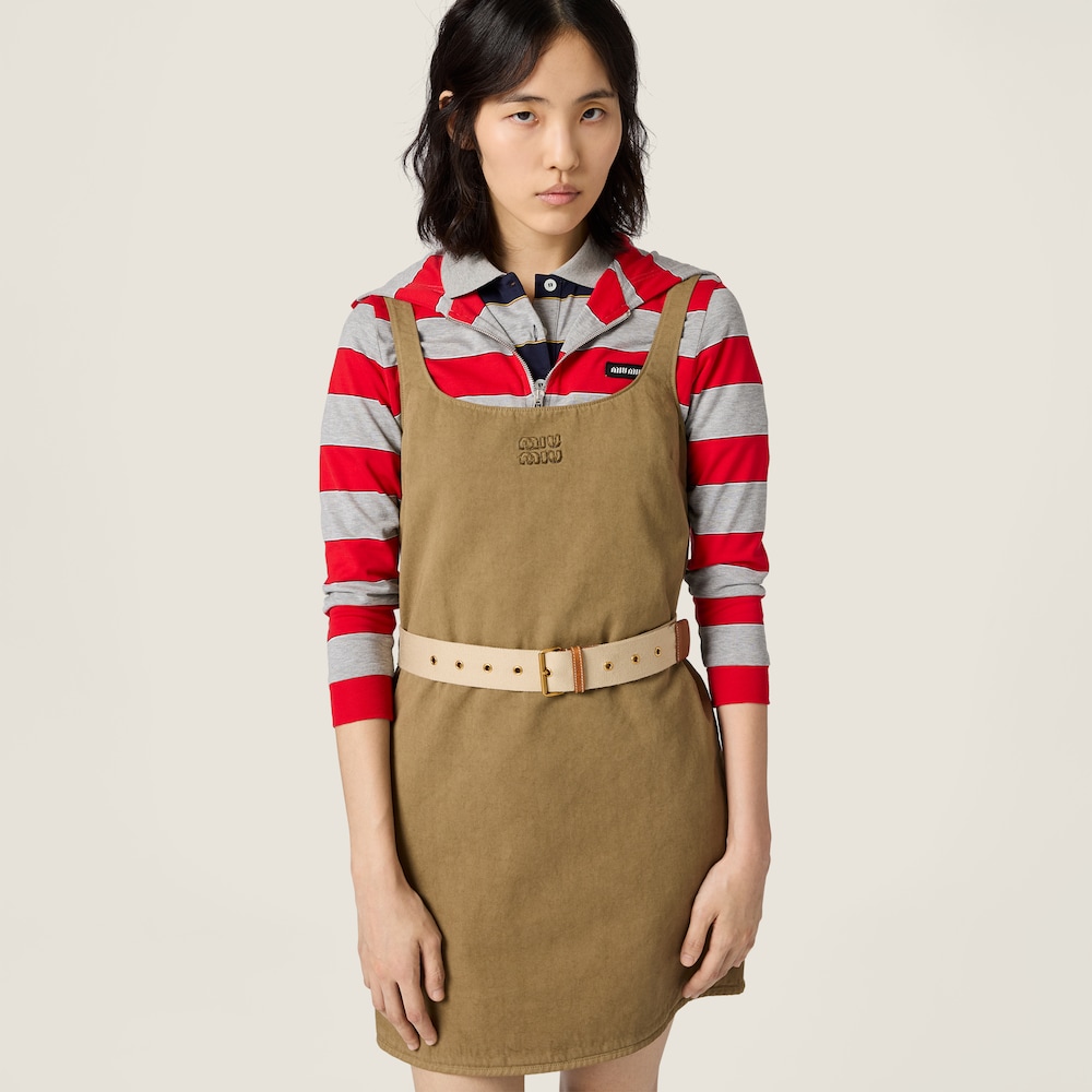Miu Miu Old gabardine mini-dress Khaki